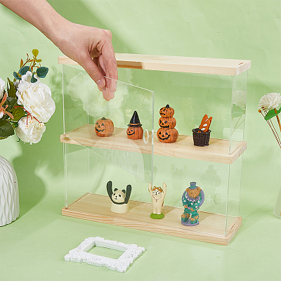 2-Tier Transparent Acrylic Toys Action Figures Display Boxs ODIS-WH0063-01-1