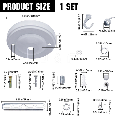 Iron Light Fixture Ceiling Canopy Kits FIND-WH0110-616A-1