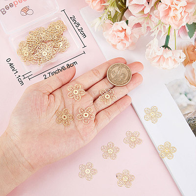 50Pcs Rack Plating 304 Stainless Steel Filigree Joiners STAS-BBC0002-48-1