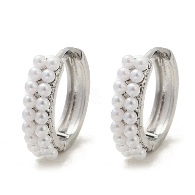 Brass ABS Imitation Pearl Hoop Earrings EJEW-M082-04P-1