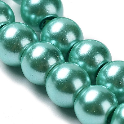 1450Pcs 10 Strands Baking Paint Pearlized Glass Pearl Round Bead Strands  HY-SZ0001-04-1