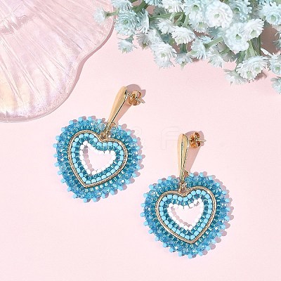 Glass Seed Bead Dangle Earrings EJEW-MZ00768-01-1
