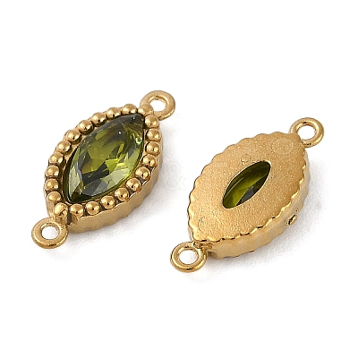 Ion Plating(IP) 304 Stainless Steel Cubic Zirconia Horse Eye Links Connector Charms STAS-K256-21G-1