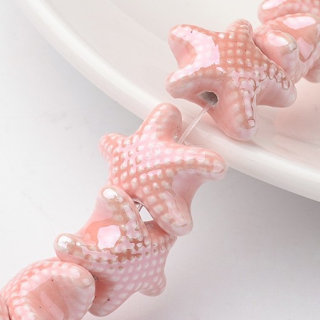 Handmade Porcelain Starfish Beads Strands X-PORC-E007-07-1