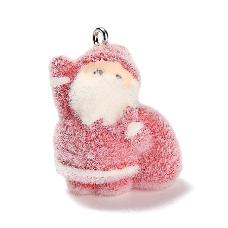 Christmas Flocky Opaque Resin Pendants LS-RESI-C064-01A-1