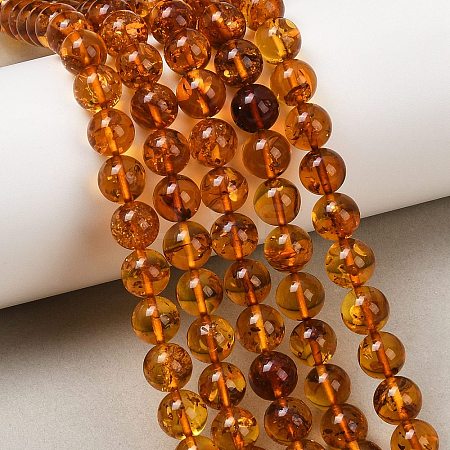 Natural Amber Beads Strands G-L095-B01-8mm-03-1