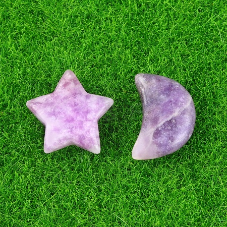 Natural Lilac Jade Healing Moon & Star Ornaments PW-WG13036-06-1