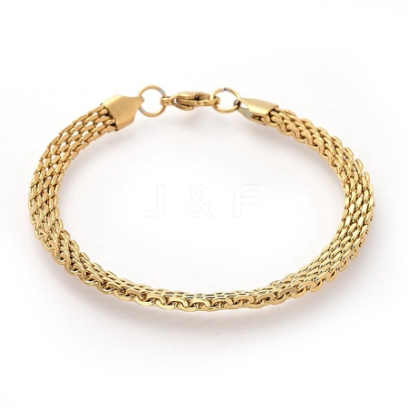 304 Stainless Steel Mesh Chain Bracelets BJEW-G618-06G-1