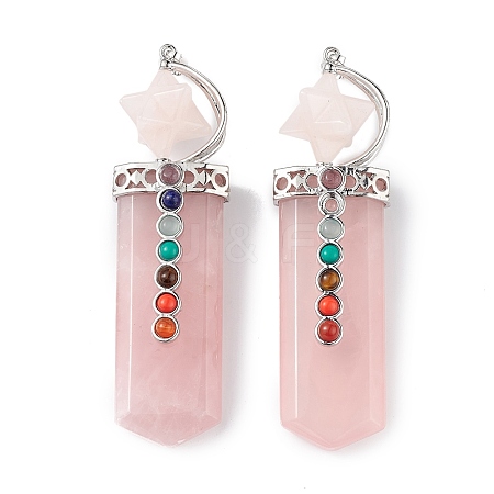 Chakra Themed Natural Rose Quartz Big Pendants G-L524-12P-01-1