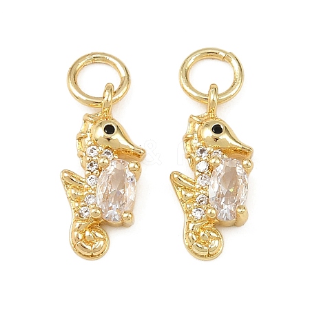 Brass Micro Pave Cubic Zirconia Pendants KK-B161-02G-1