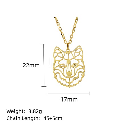 Stainless Steel Geometric Artistic Hollow Animal Pendant Necklaces JK0174-14-1