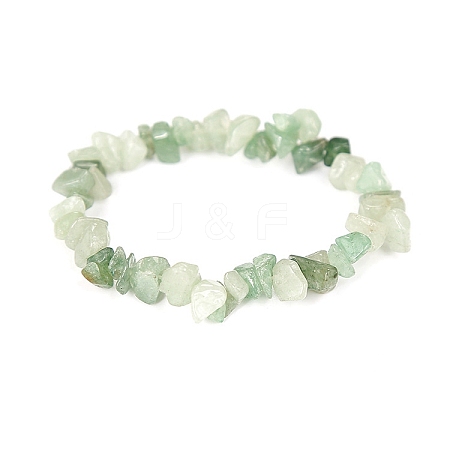 Natural Green Aventurine Chips Beaded Stretch Bracelet for Women PW-WG72437-03-1