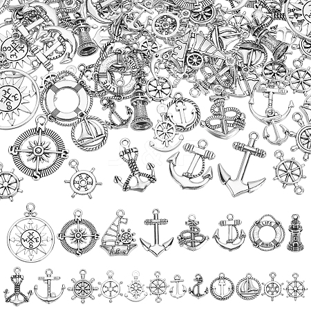 80Pcs 20 Style Tibetan Style Alloy Pendants TIBEP-FG0001-12-1