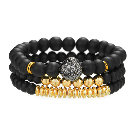 Fashionable retro black matte bracelet set with crown BO9372-1-1