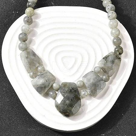 Natural Labradorite Faceted Bib Graduated Beaded Necklaces for Women NJEW-B128-01P-1