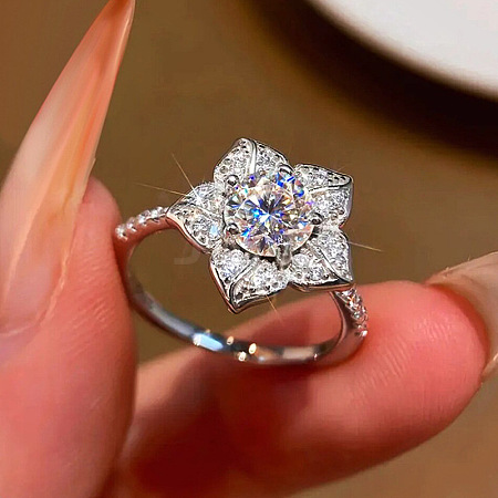 Brass Micro Pave Clear Cubic Zirconia Finger Rings WGB381F-01-1