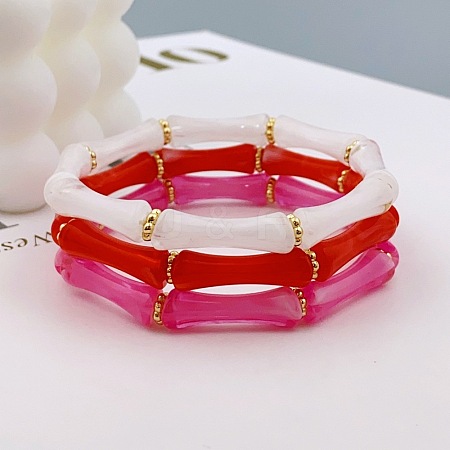 Acrylic Bamboo Joint Beaded Bracelets for Women FS-WG26A21-10-1