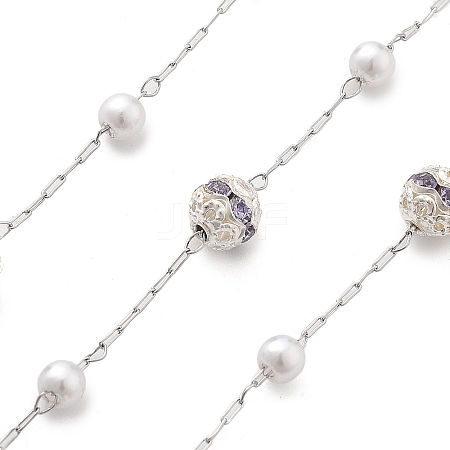 Handmade ABS Imitation Pearl & Rhinestone Round Chains CHS-L028-03P-03-1