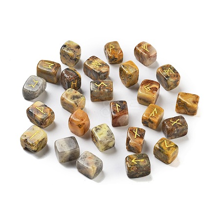 Rectangle Natural Crazy Agate Rune Stones G-Z059-01A-1