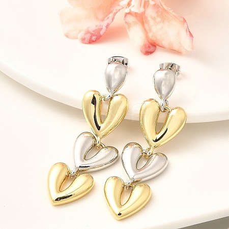 Rack Plating Brass Stud Earrings for Women EJEW-C125-07GP-1