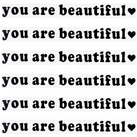 PVC You Are Beautiful Self Adhesive Car Stickers STIC-WH0013-10C-1