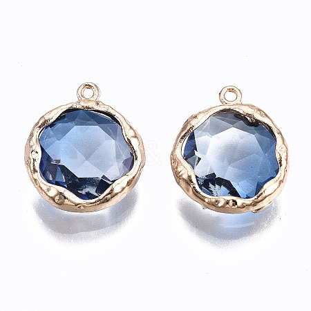 Two-Tone Faceted Glass Charms X-GLAA-S193-032F-1