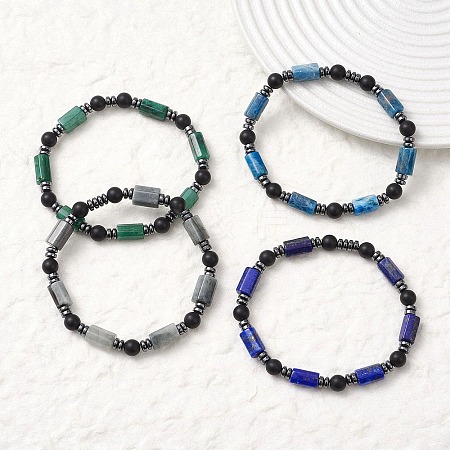 Natural & Synthetic Mixed Gemstone Beads Stretch Bracelets BJEW-JB12722-1