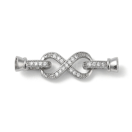 Rack Plating Brass Micro Pave Cubic Zirconia Fold Over Clasps KK-K377-12P-1