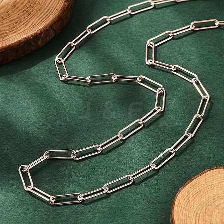 Brass Round Oval Paperclip Chain Necklace Making MAK-S072-04A-RG-1