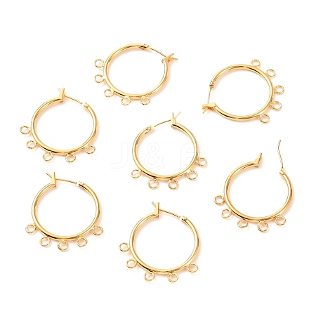 Brass Hoop Earring Findings with Latch Back Closure KK-F824-008G-1