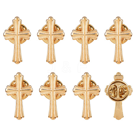 8Pcs Cross Alloy Lapel Pin Backs for Backpack Clothes JEWB-DC0001-31G-1