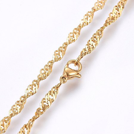 304 Stainless Steel Singapore Chain Necklaces X-MAK-L015-25G-1