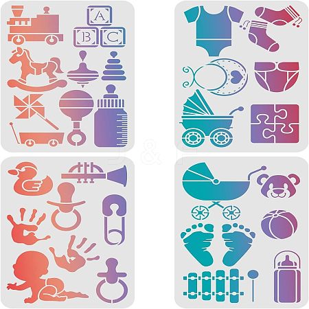 PET Hollow out Drawing Painting Stencils Sets for Kids Teen Boys Girls DIY-WH0172-443-1