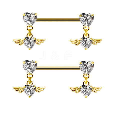 316L Surgical Stainless Steel Heart Wings Nipple Rings WG4E032-02-1