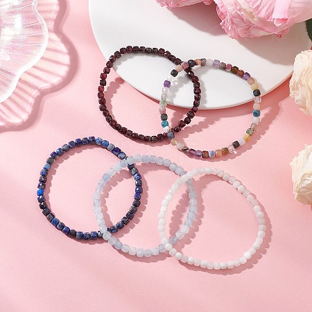 Natural Mixed Gemstone Beaded Stretch Bracelets for Women BJEW-JB13335-1