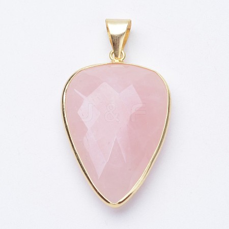 Faceted Natural Rose Quartz Pendants X-G-F340-02B-1