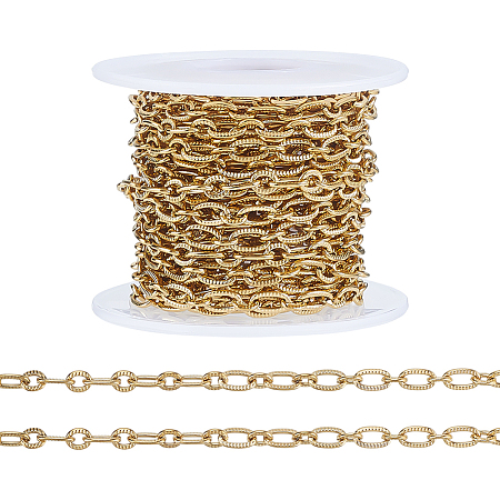 304 Stainless Steel Textured Cable Chains CHS-WH0020-004G-1