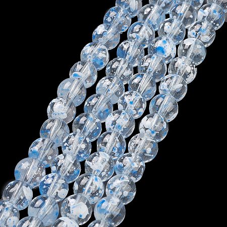 Baking Painted Transparent Glass Bead Strands DGLA-R053-02C-1