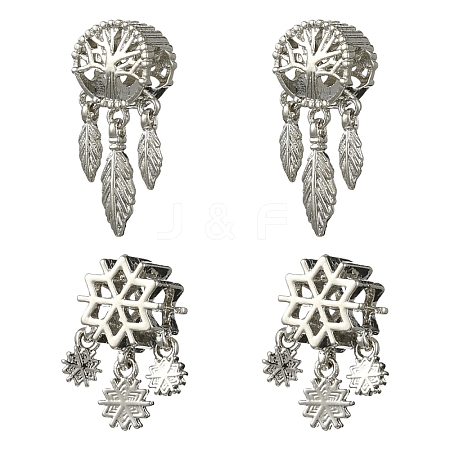 4Pcs 2 Styles Alloy European Beads FIND-YW0009-98-1