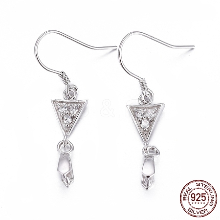 Anti-Tarnish Rhodium Plated 925 Sterling Silver Earring Findings STER-F048-42P-1