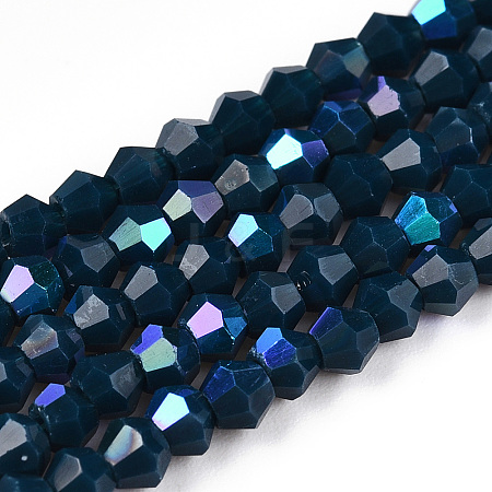 Opaque Solid Color Electroplate Glass Beads Strands EGLA-A039-P2mm-L09-1
