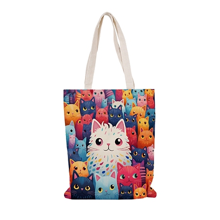 Cat Polyester Canvas Women's Tote Bags PW-WGE8DDB-05-1