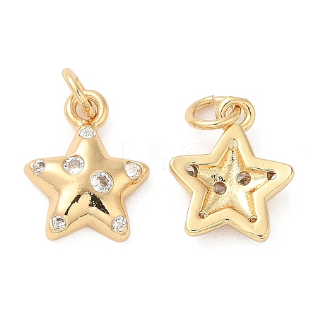 Rack Plating Brass Micro Pave Clear Cubic Zirconia Charms X-KK-I706-17G-1