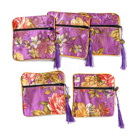 Chinese Style Floral Cloth Jewelry Storage Zipper Pouches AJEW-D063-01G-1