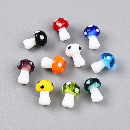 Mushroom Handmade Lampwork Beads Strands LAMP-R116-03A-1