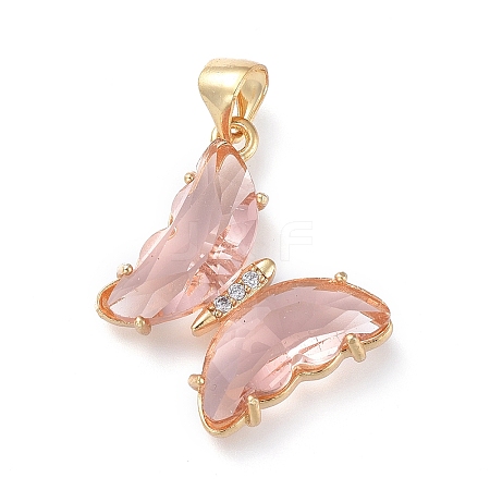 Brass Micro Pave Clear Cubic Zirconia Pendants ZIRC-P079-D01-14-1