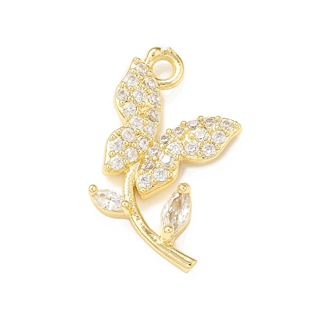 Brass Micro Pave Cubic Zirconia Charms KK-P228-45G-1