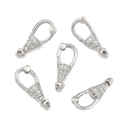 SHEGRACE Brass Micro Pave Clear Cubic Zirconia Spring Gate Clasps XGRQ58856-750P-1