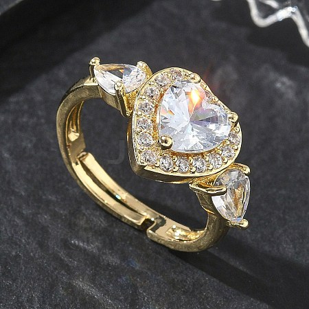 Brass & Cubic Zirconia Finger Rings CU-CBA7E55-15G-1
