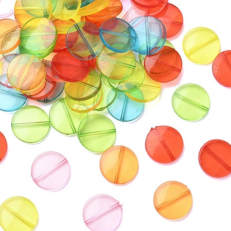 Flat Round Transparent Acrylic Beads X-MACR-R546-26-1